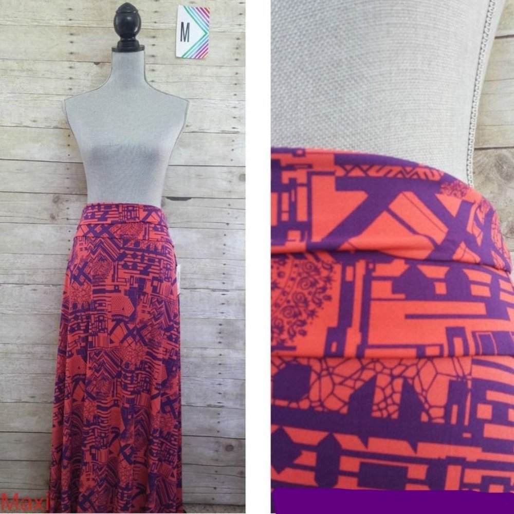 NWT LuLaRoe Maxi Skirt/Dress Medium - Purple & Orange Print